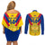 Custom Colombia Football Couples Matching Off Shoulder Short Dress and Long Sleeve Button Shirts Las Chicas Superpoderosas 2023 World Cup - Wonder Print Shop