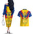 Custom Colombia Football Couples Matching Off The Shoulder Long Sleeve Dress and Hawaiian Shirt Las Chicas Superpoderosas 2023 World Cup - Wonder Print Shop