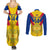 Custom Colombia Football Couples Matching Summer Maxi Dress and Long Sleeve Button Shirts Las Chicas Superpoderosas 2023 World Cup - Wonder Print Shop