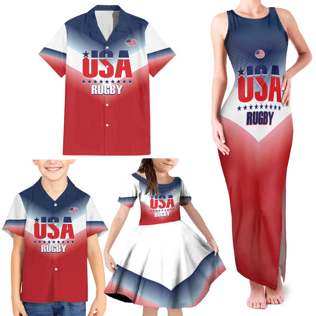 Custom USA Rugby Family Matching Tank Maxi Dress and Hawaiian Shirt 2024 Simple Style - Wonder Print Shop