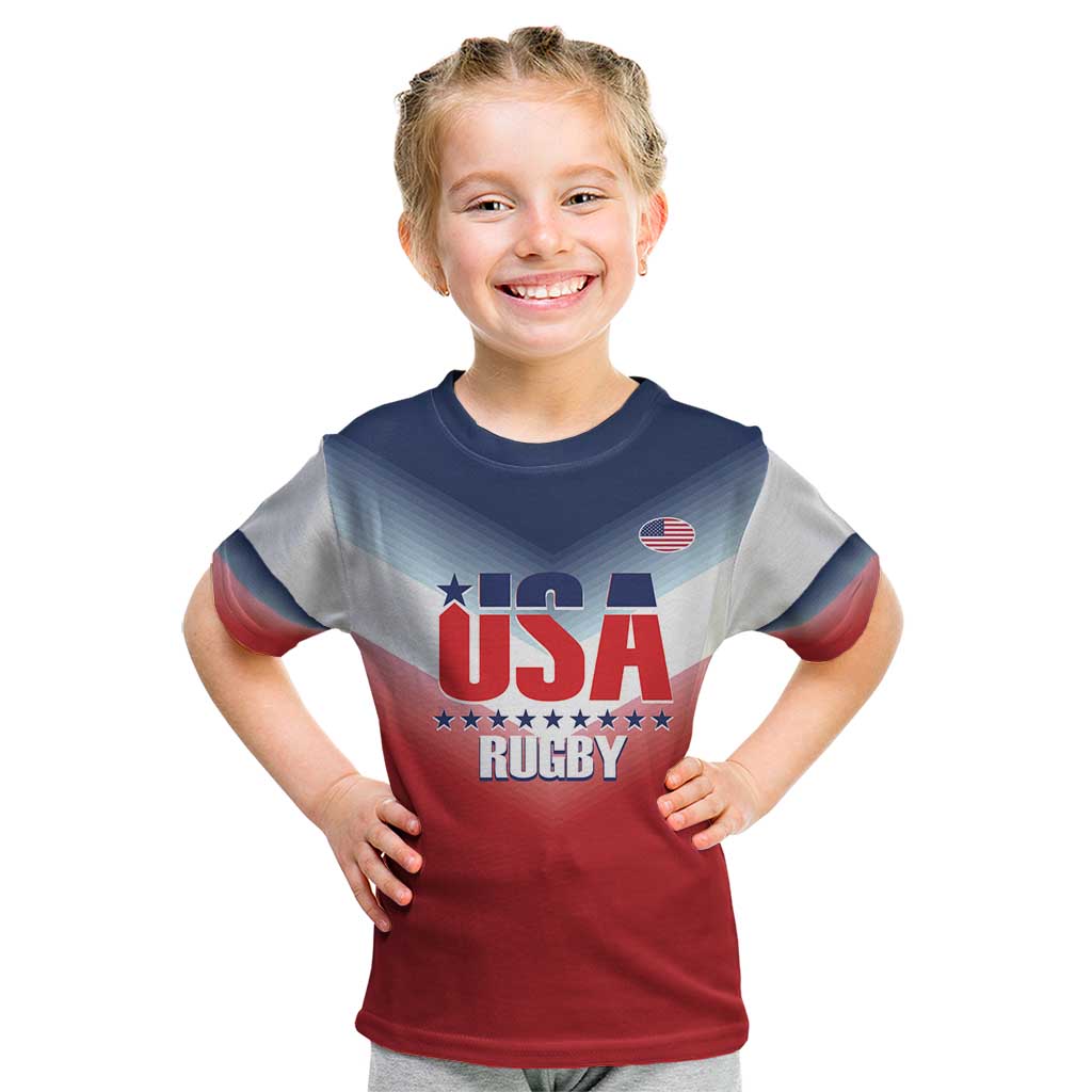 Custom USA Rugby Kid T Shirt 2024 Simple Style - Wonder Print Shop