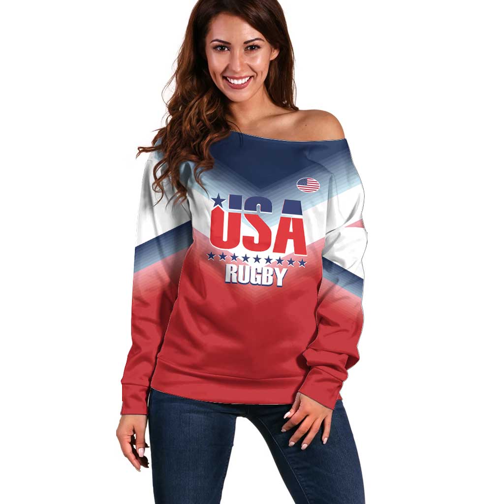 Custom USA Rugby Off Shoulder Sweater 2024 Simple Style - Wonder Print Shop