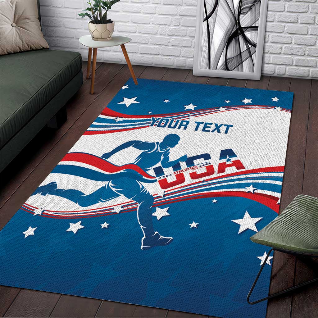 Custom USA Athletics Area Rug 2024 United States Flag Curve Style - Wonder Print Shop