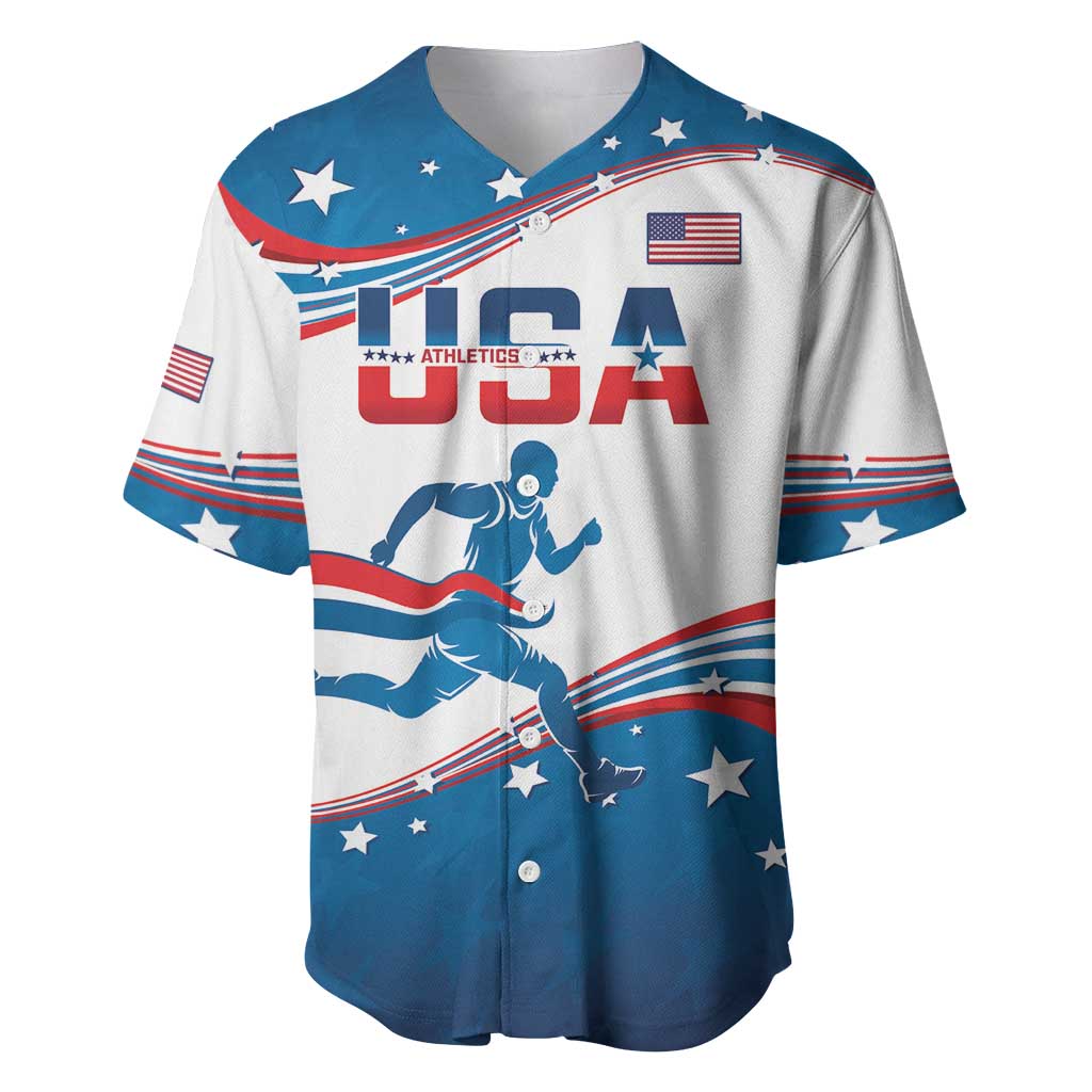 Custom USA Athletics Baseball Jersey 2024 United States Flag Curve Style - Wonder Print Shop