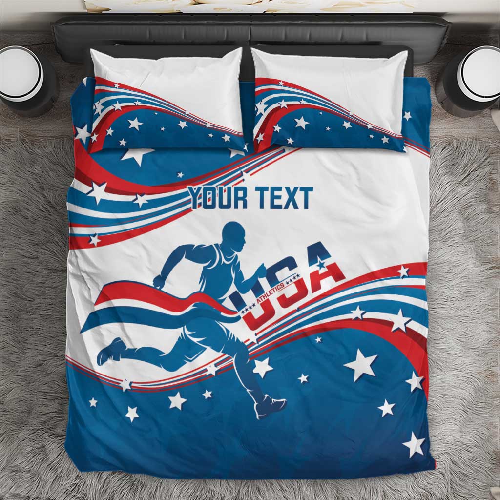 Custom USA Athletics Bedding Set 2024 United States Flag Curve Style - Wonder Print Shop