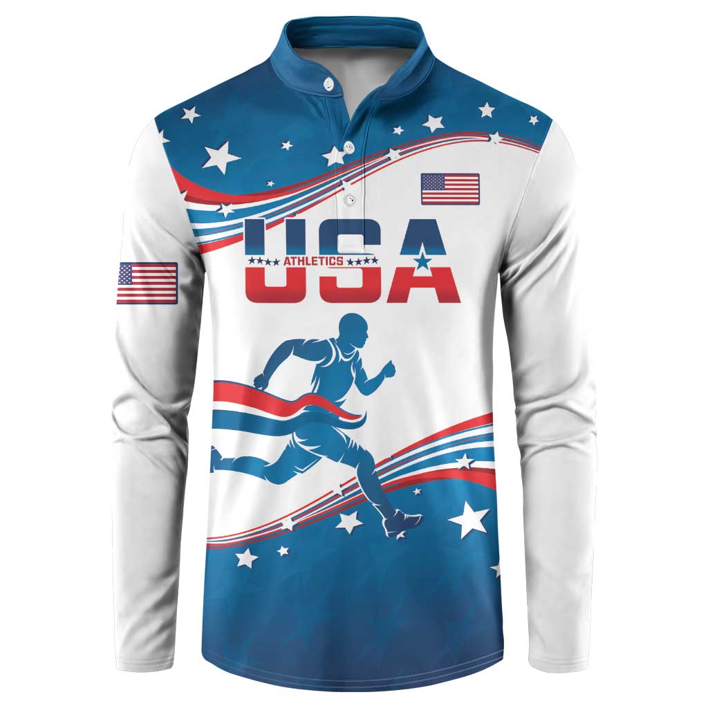 Custom USA Athletics Button Sweatshirt 2024 United States Flag Curve Style - Wonder Print Shop