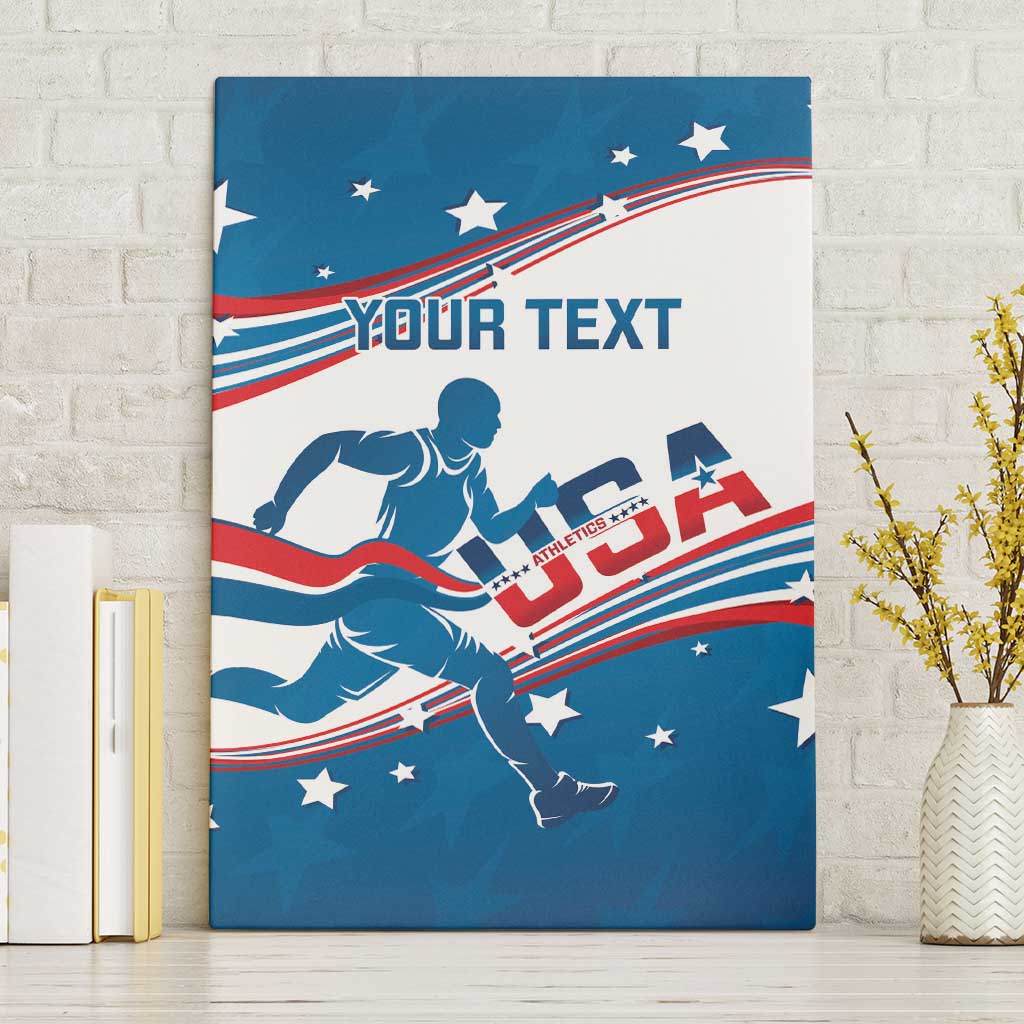 Custom USA Athletics Canvas Wall Art 2024 United States Flag Curve Style - Wonder Print Shop