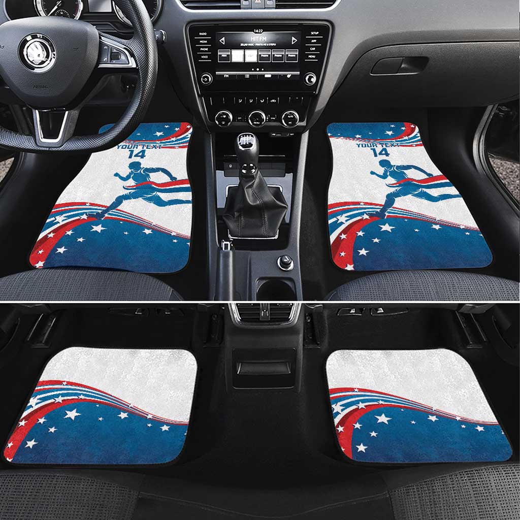 Custom USA Athletics Car Mats 2024 United States Flag Curve Style - Wonder Print Shop