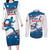 Custom USA Athletics Couples Matching Long Sleeve Bodycon Dress and Long Sleeve Button Shirt 2024 United States Flag Curve Style - Wonder Print Shop