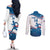 Custom USA Athletics Couples Matching Off The Shoulder Long Sleeve Dress and Long Sleeve Button Shirt 2024 United States Flag Curve Style