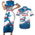 Custom USA Athletics Couples Matching Short Sleeve Bodycon Dress and Hawaiian Shirt 2024 United States Flag Curve Style - Wonder Print Shop