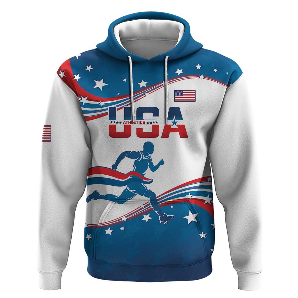 Custom USA Athletics Hoodie 2024 United States Flag Curve Style - Wonder Print Shop