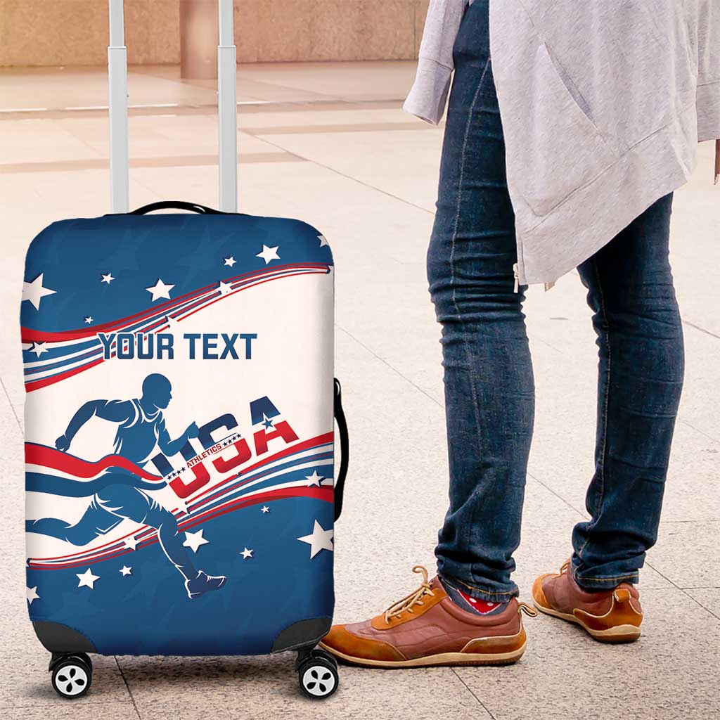 Custom USA Athletics Luggage Cover 2024 United States Flag Curve Style - Wonder Print Shop