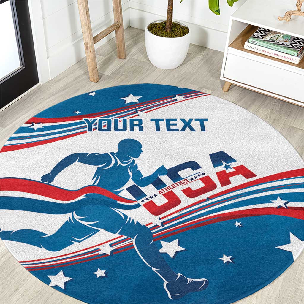 Custom USA Athletics Round Carpet 2024 United States Flag Curve Style