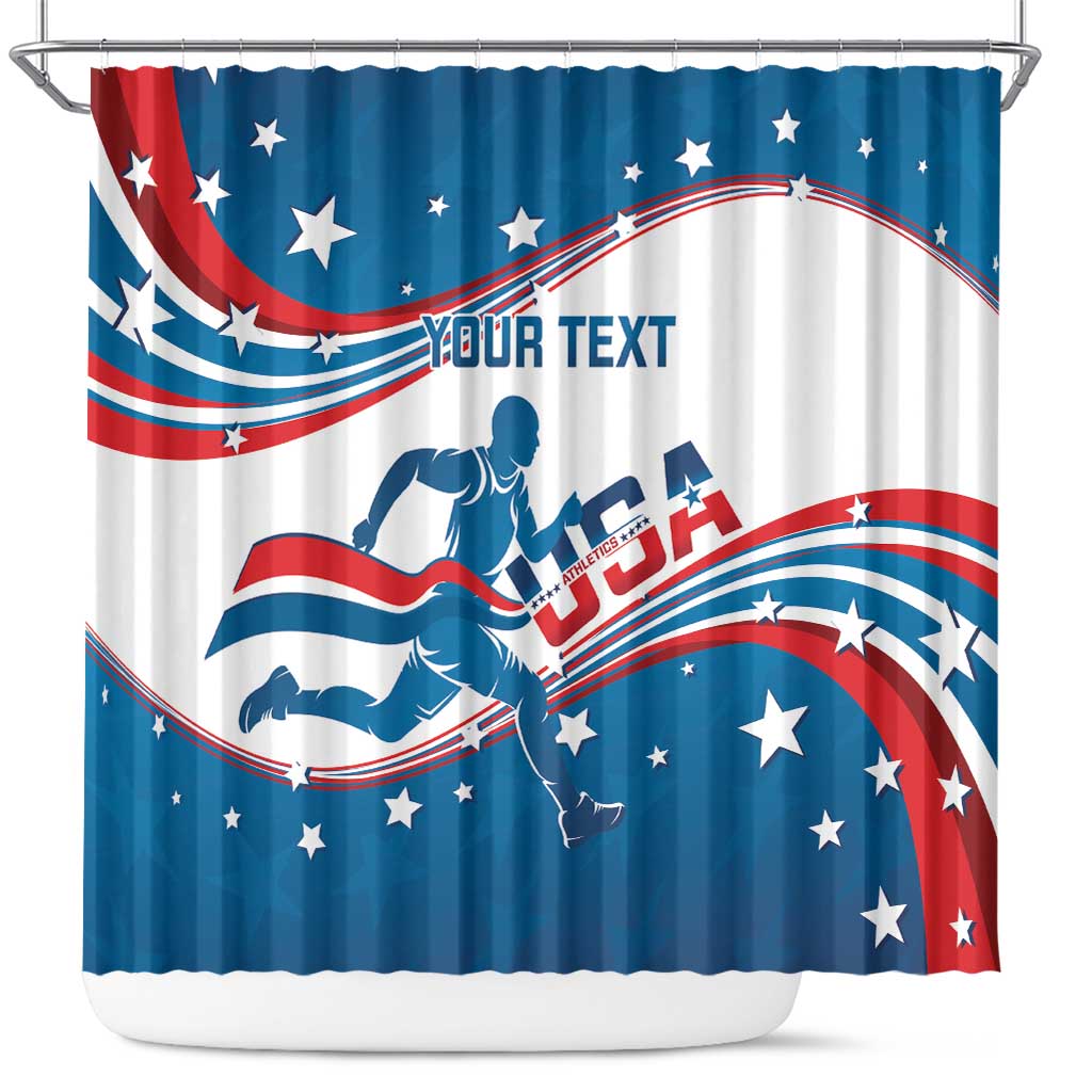 Custom USA Athletics Shower Curtain 2024 United States Flag Curve Style