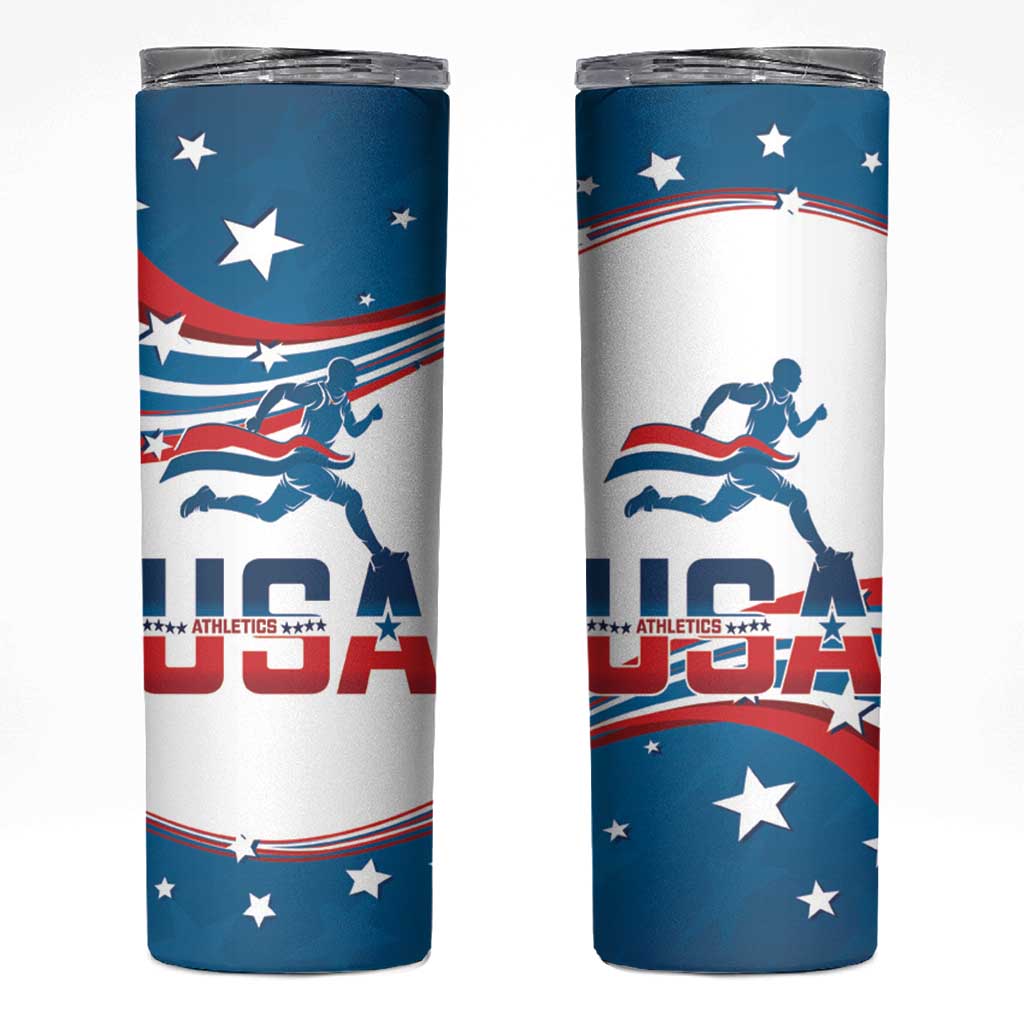 USA Athletics Skinny Tumbler 2024 United States Flag Curve Style