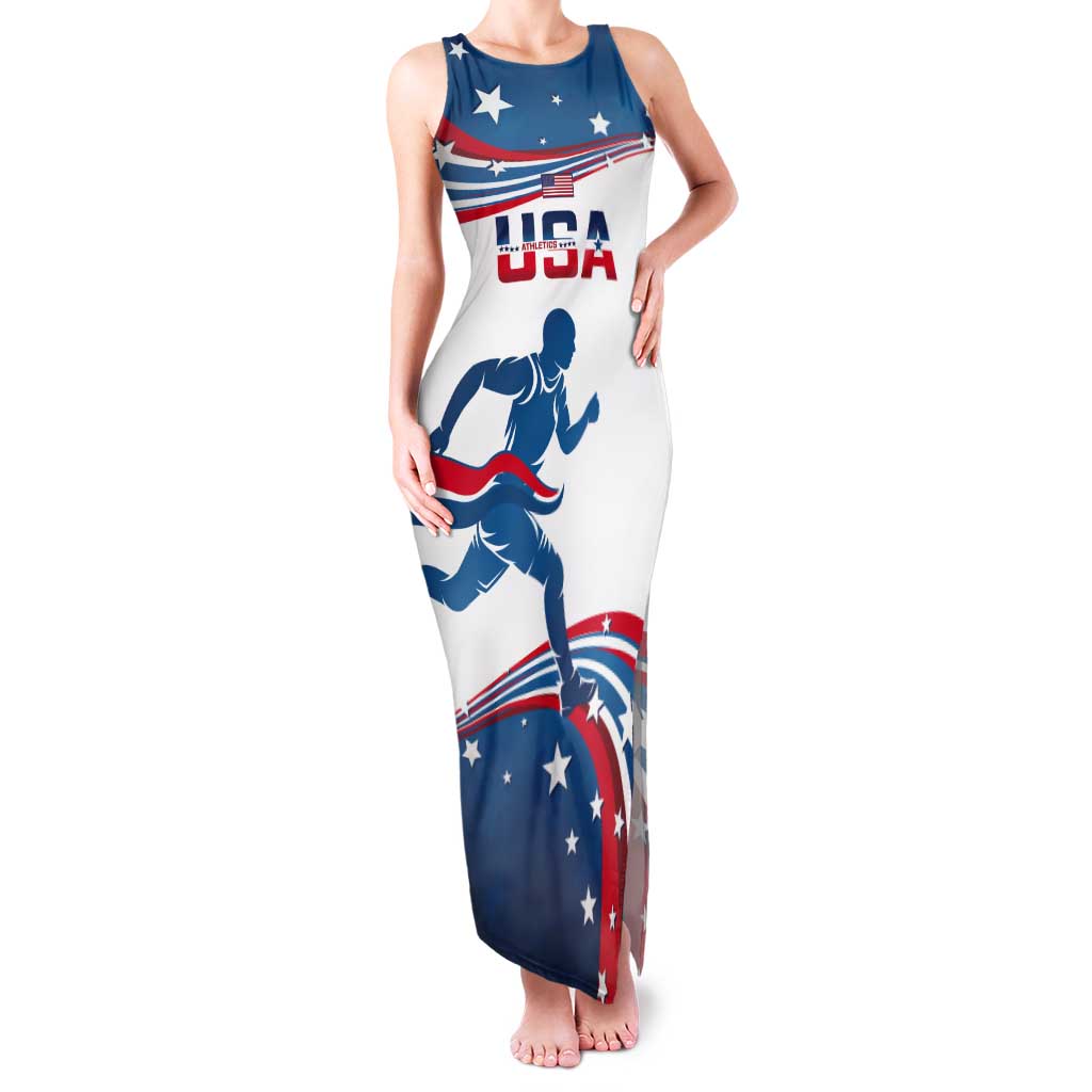 Custom USA Athletics Tank Maxi Dress 2024 United States Flag Curve Style - Wonder Print Shop