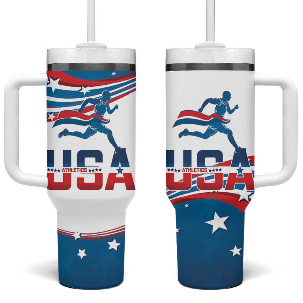 USA Athletics Tumbler With Handle 2024 United States Flag Curve Style