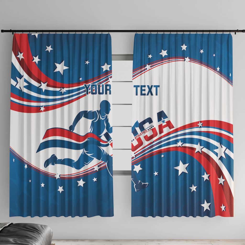 Custom USA Athletics Window Curtain 2024 United States Flag Curve Style