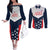 Custom USA Athletics Couples Matching Off The Shoulder Long Sleeve Dress and Long Sleeve Button Shirt 2024 United States Champions Proud