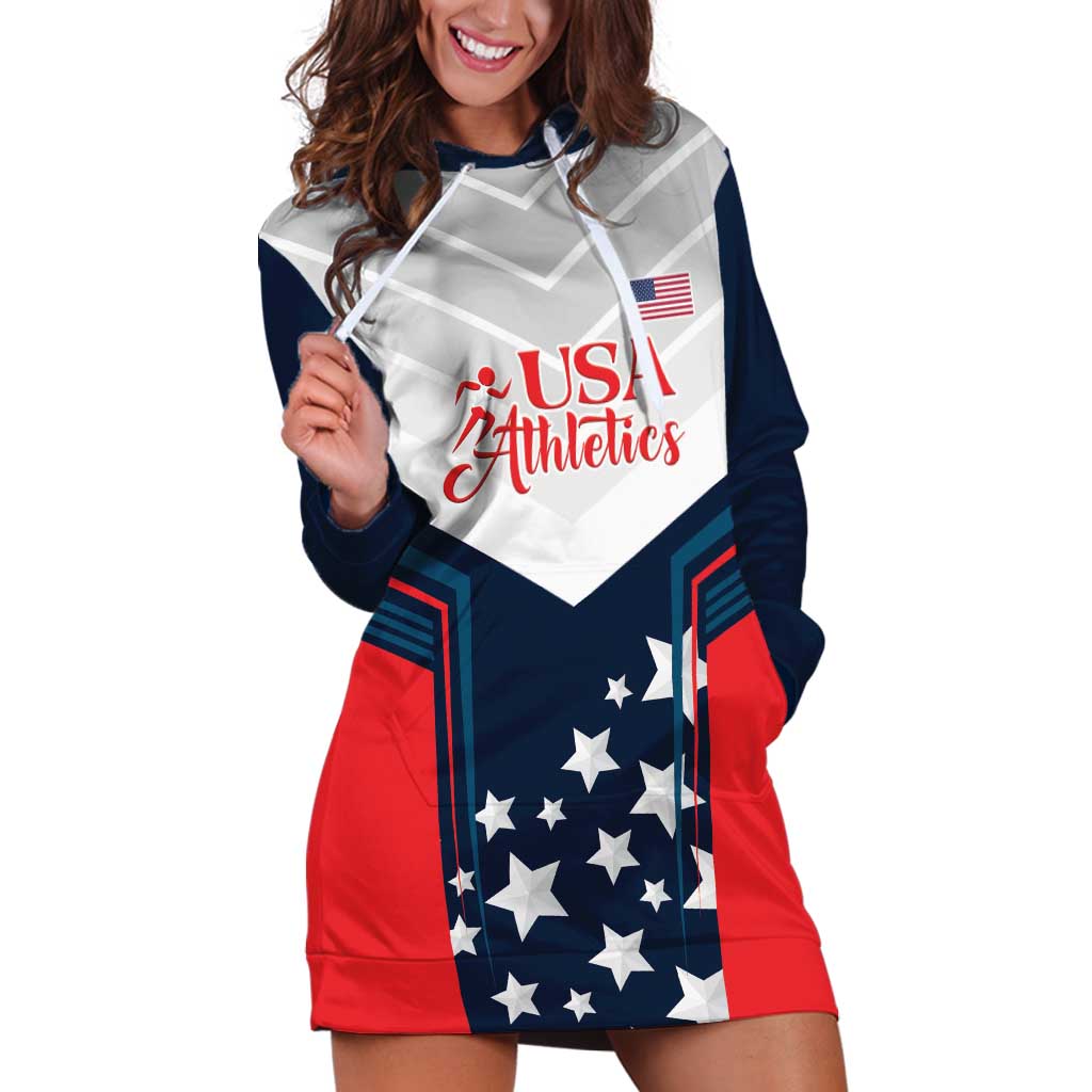 Custom USA Athletics Hoodie Dress 2024 United States Champions Proud - Wonder Print Shop