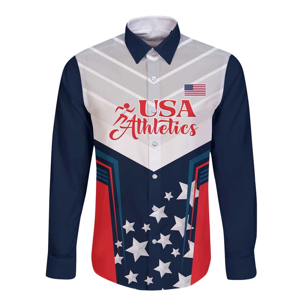 Custom USA Athletics Long Sleeve Button Shirt 2024 United States Champions Proud - Wonder Print Shop