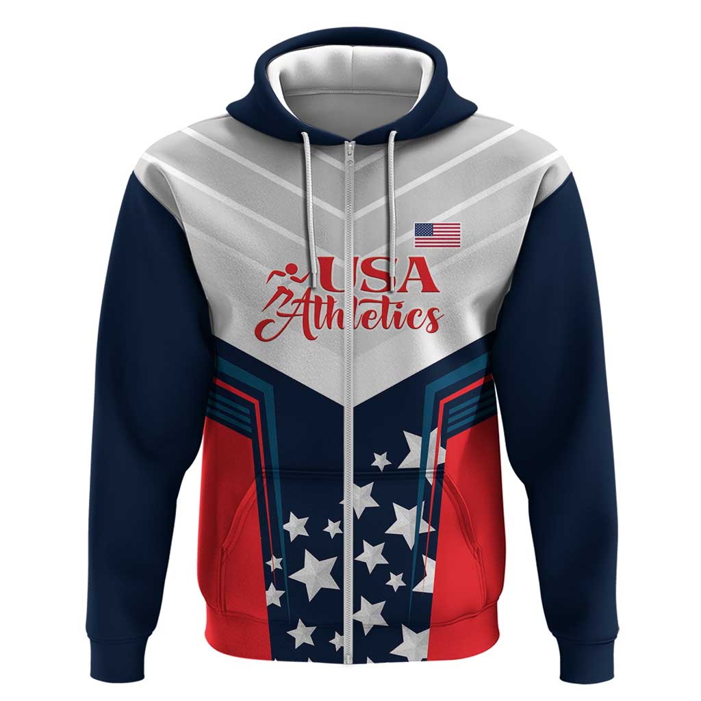 Custom USA Athletics Zip Hoodie 2024 United States Champions Proud