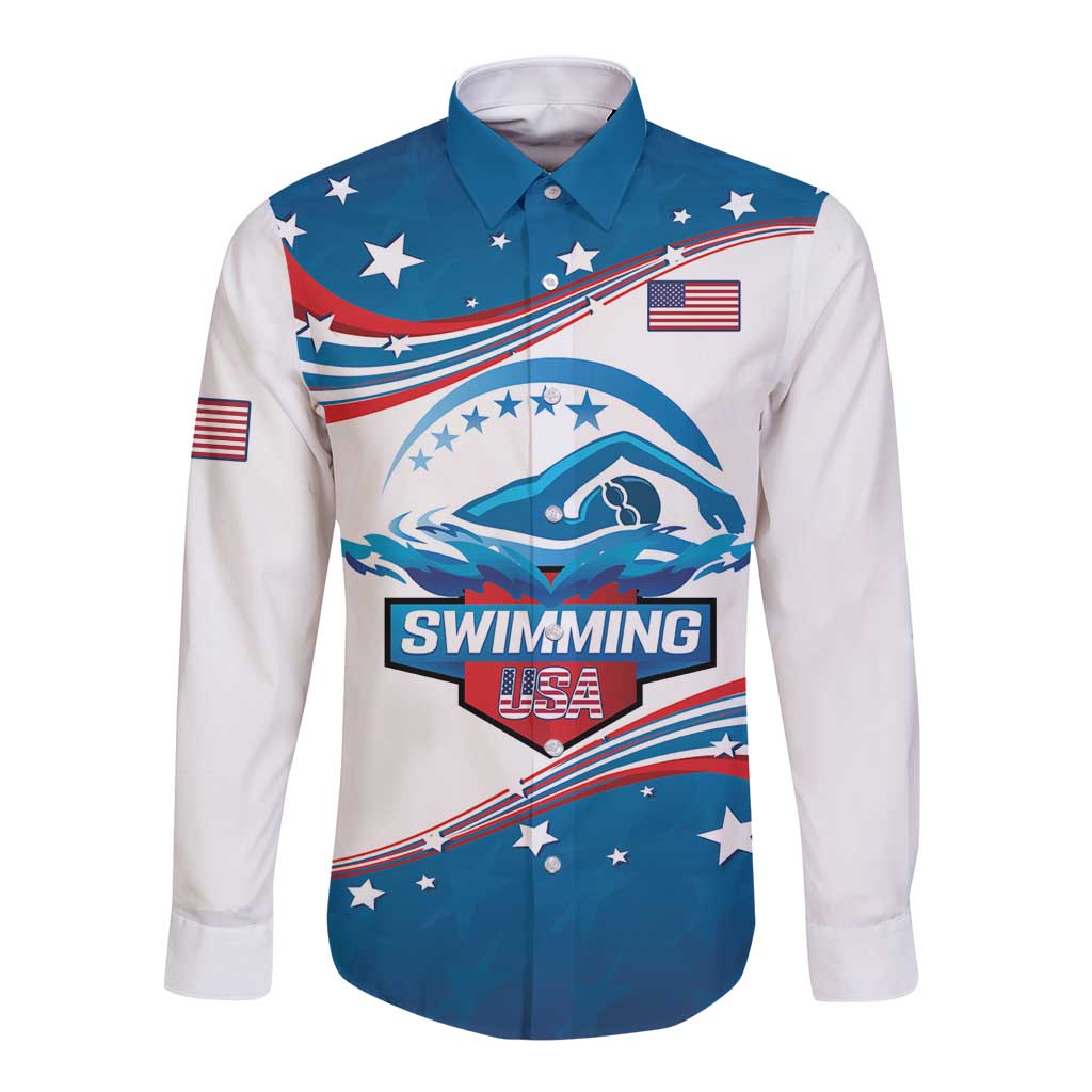 Personalized USA Swimming Long Sleeve Button Shirt 2024 We Are The Champions - Wonder Print Shop