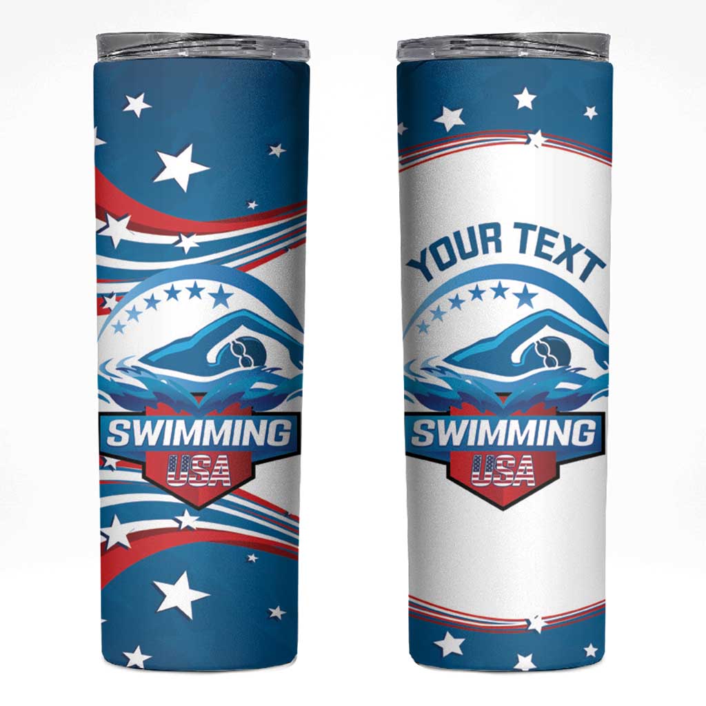 Personalized USA Swimming Skinny Tumbler 2024 We Are The Champions