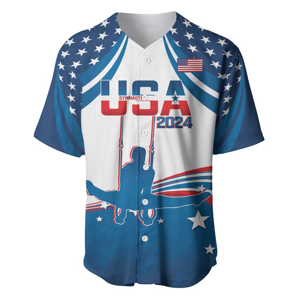 Personalized USA Gymnastics Baseball Jersey 2024 United States Flag Curve Style - Wonder Print Shop