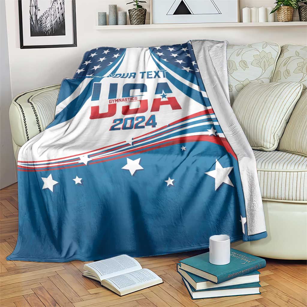 Personalized USA Gymnastics Blanket 2024 United States Flag Curve Style