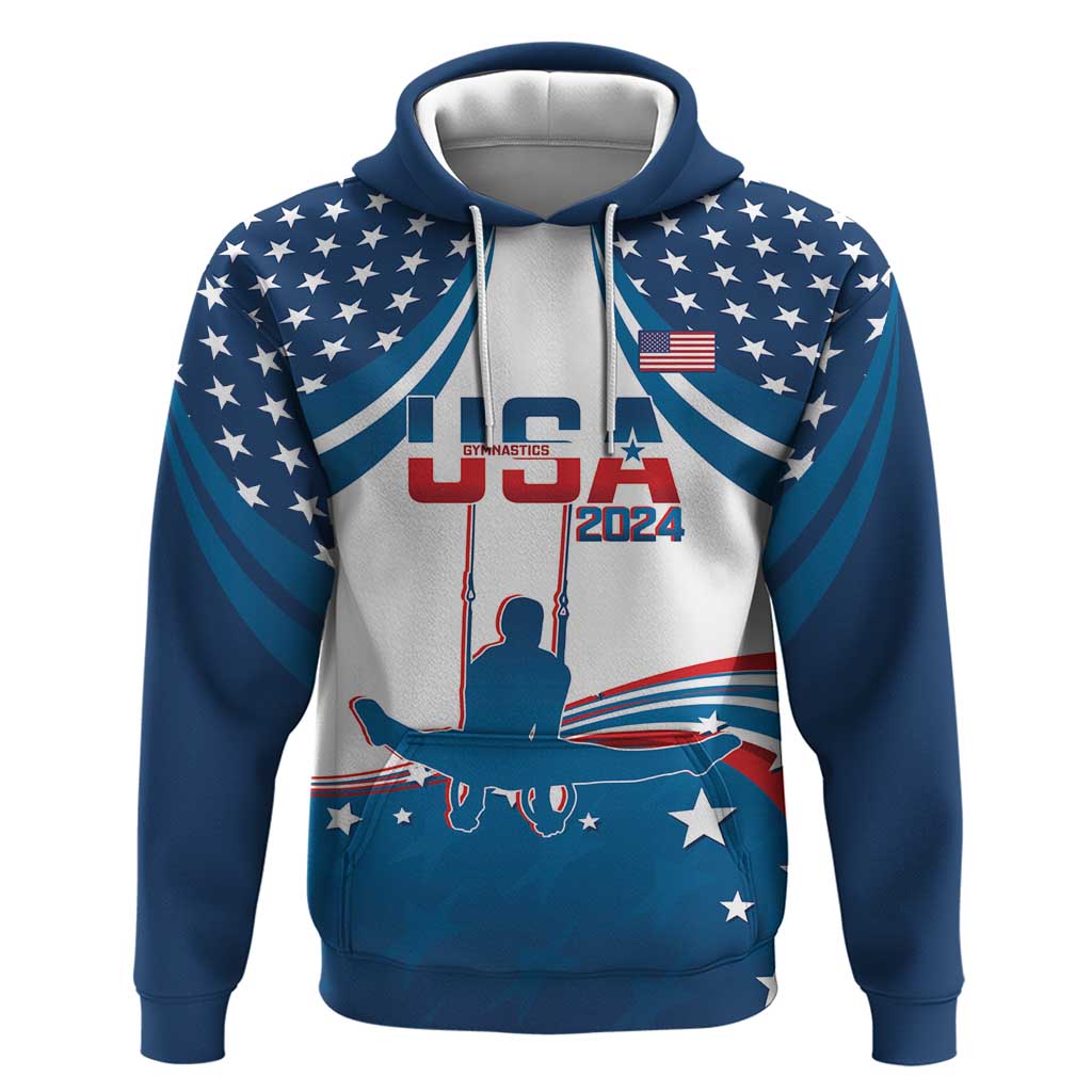 Personalized USA Gymnastics Hoodie 2024 United States Flag Curve Style - Wonder Print Shop