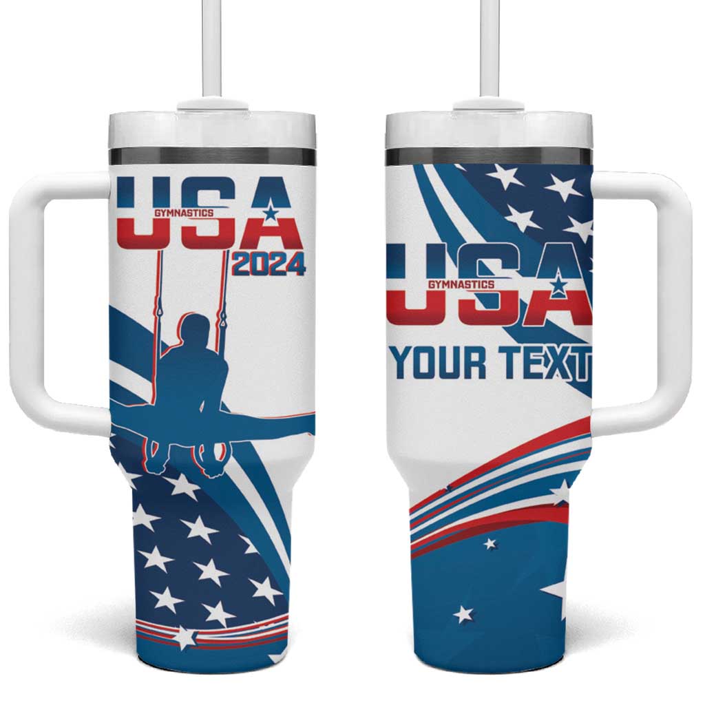 Personalized USA Gymnastics Tumbler With Handle 2024 United States Flag Curve Style