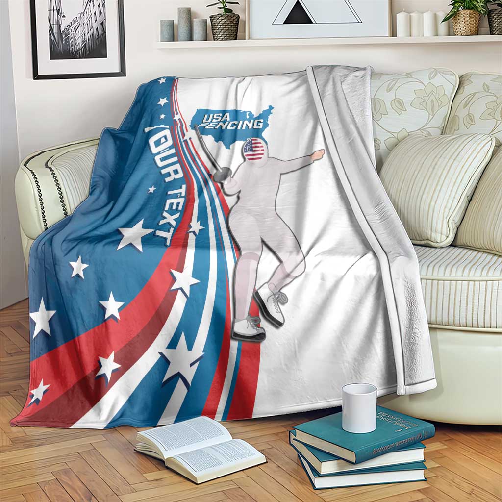 Personalized USA Fencing Blanket 2024 United States Flag Curve Style