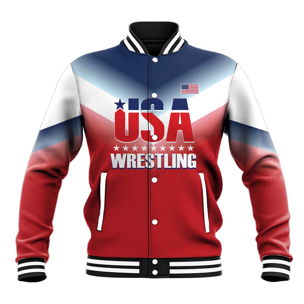 Custom USA Wrestling Baseball Jacket 2024 Sporty Style - Wonder Print Shop