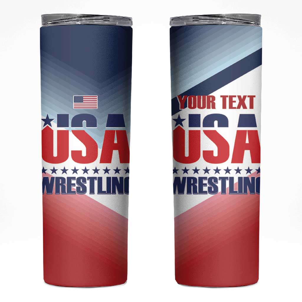 Personalized USA Wrestling Skinny Tumbler 2024 Sporty Style