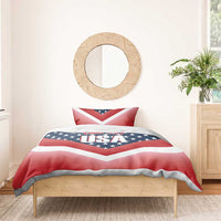Red, white and blue USA bedding set with chevron stars and 2 pillowcases