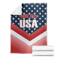 Custom USA shooting blanket laid flat; “YOUR TEXT USA” graphic with star pattern