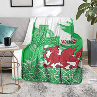 Grunge Green Wales Blanket Celtic Cross Welsh Red Dragon - Wonder Print Shop