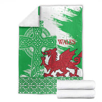 Grunge Green Wales Blanket Celtic Cross Welsh Red Dragon - Wonder Print Shop