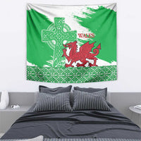 Grunge Green Wales Tapestry Celtic Cross Welsh Red Dragon - Wonder Print Shop