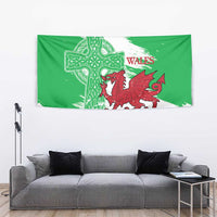 Grunge Green Wales Tapestry Celtic Cross Welsh Red Dragon - Wonder Print Shop