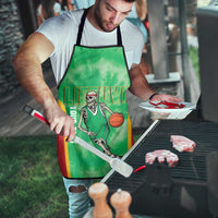 Lithuania Tie Dye Basketball Custom Apron Lietuva Skeleton Green - Wonder Print Shop