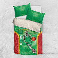 Lithuania Tie Dye Basketball Custom Bedding Set Lietuva Skeleton Green - Wonder Print Shop