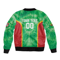 Lithuania Tie Dye Basketball Custom Bomber Jacket Lietuva Skeleton Green - Wonder Print Shop