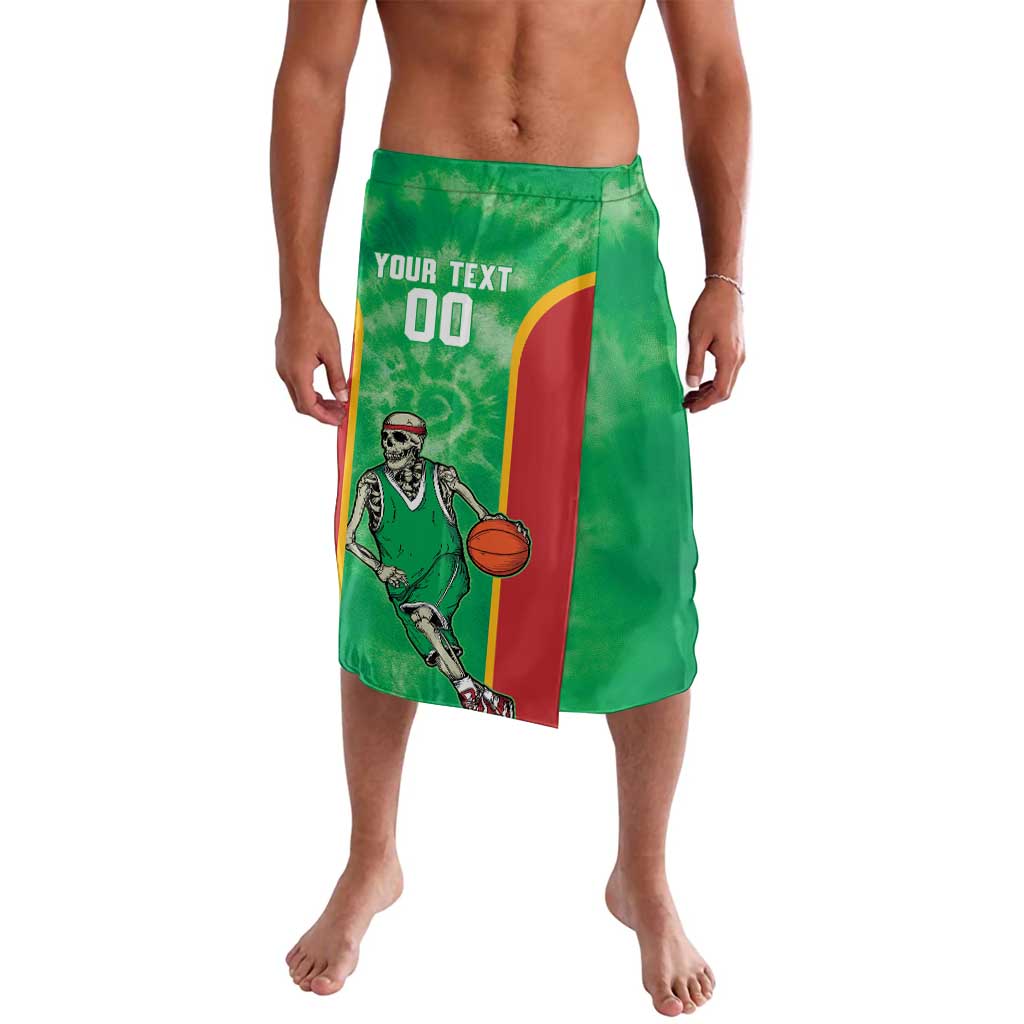 Lithuania Tie Dye Basketball Custom Lavalava Lietuva Skeleton Green - Wonder Print Shop