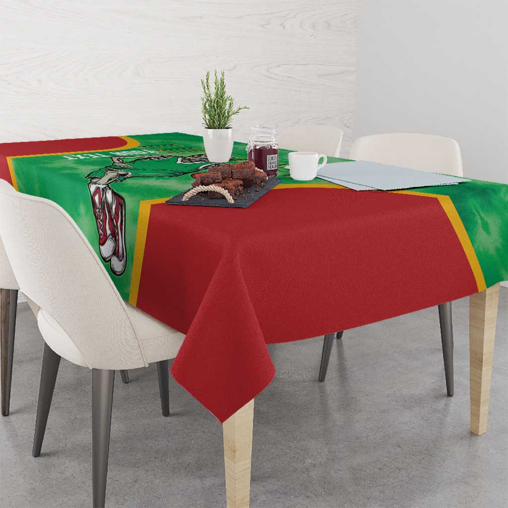 Lithuania Tie Dye Basketball Custom Tablecloth Lietuva Skeleton Green - Wonder Print Shop