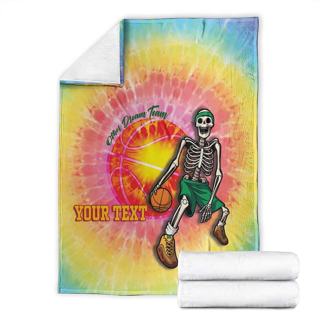 Lithuania Basketball Custom Blanket 100th Anniversary Skeleton Colorful Tie Dye - Wonder Print Shop