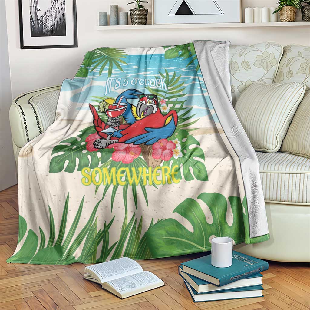 Guyana Christmas Blanket Chilling Macaw It's 5 o'clock Somewhere - Wonder Print Shop