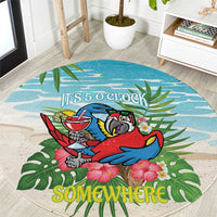 Guyana Christmas Round Carpet Chilling Macaw It's 5 o'clock Somewhere - Wonder Print Shop